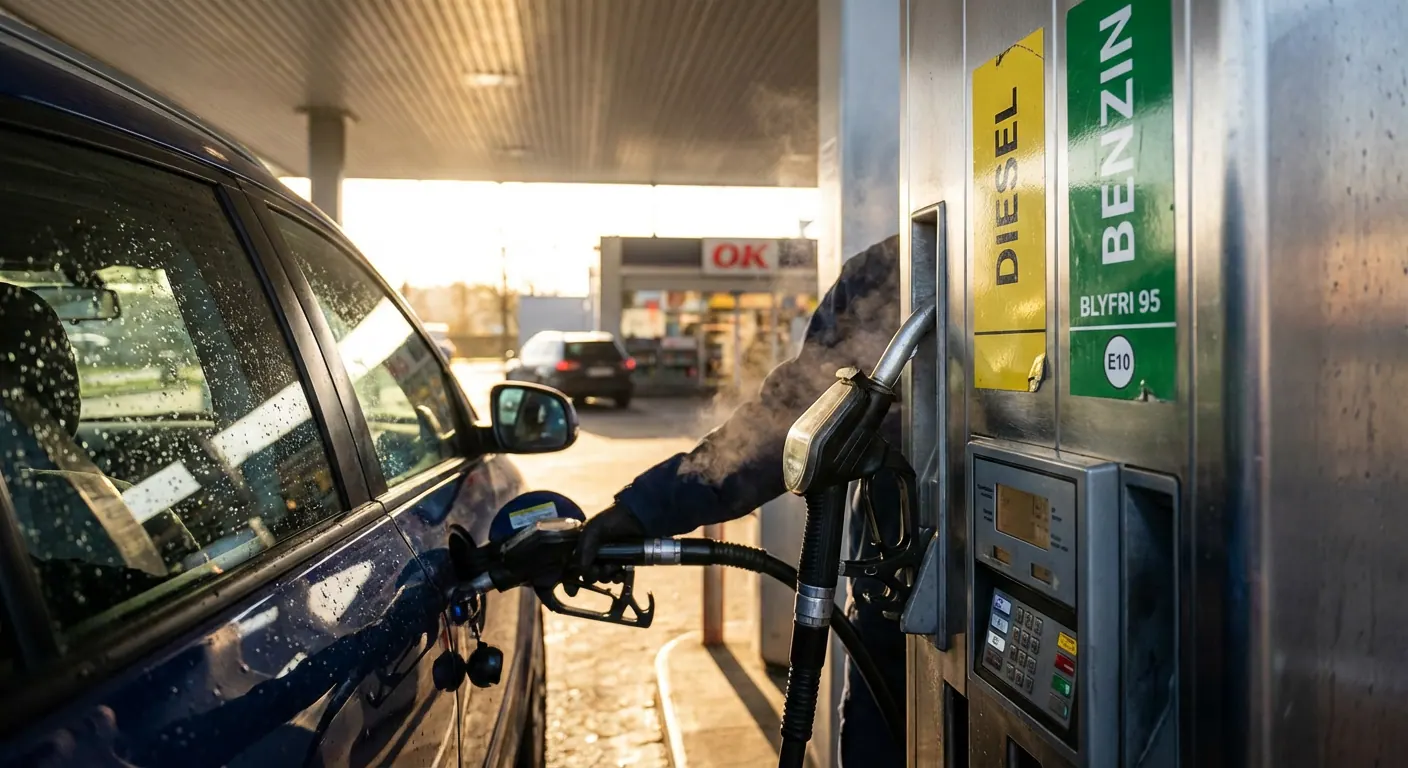 Tankning ved benzinstation – diesel eller benzin